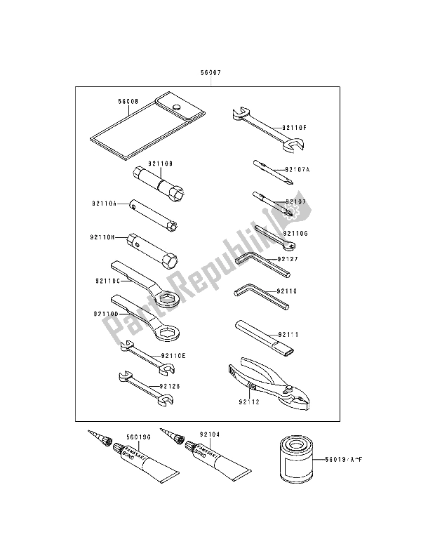 Todas as partes de Ferramentas De Proprietários do Kawasaki ZZ R 600 1993