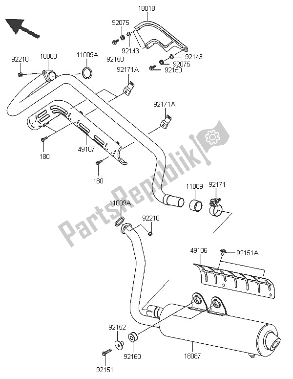 All parts for the Muffler(s) of the Kawasaki KVF 650 4X4 2005