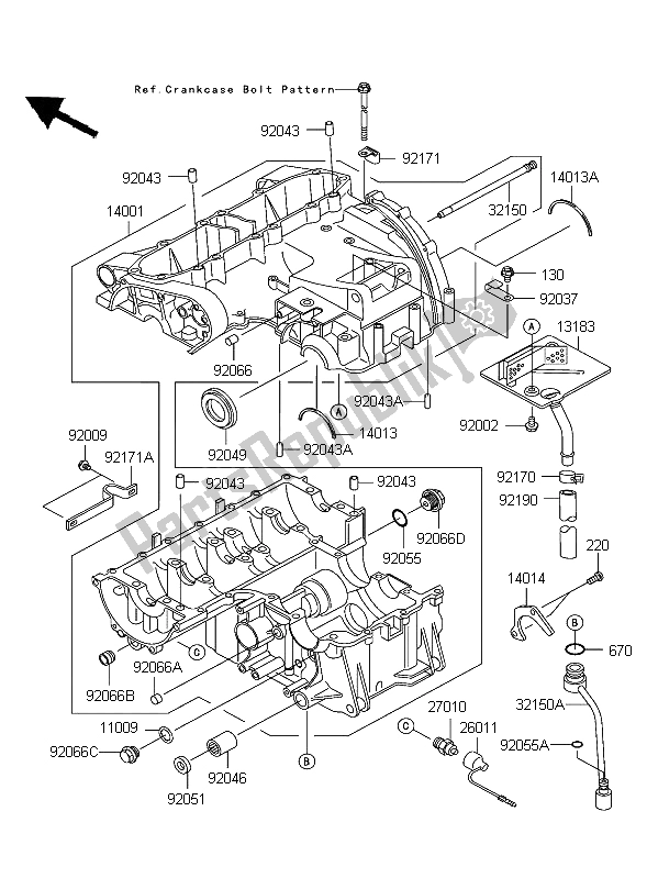 Tutte le parti per il Carter del Kawasaki ZZR 600 2004