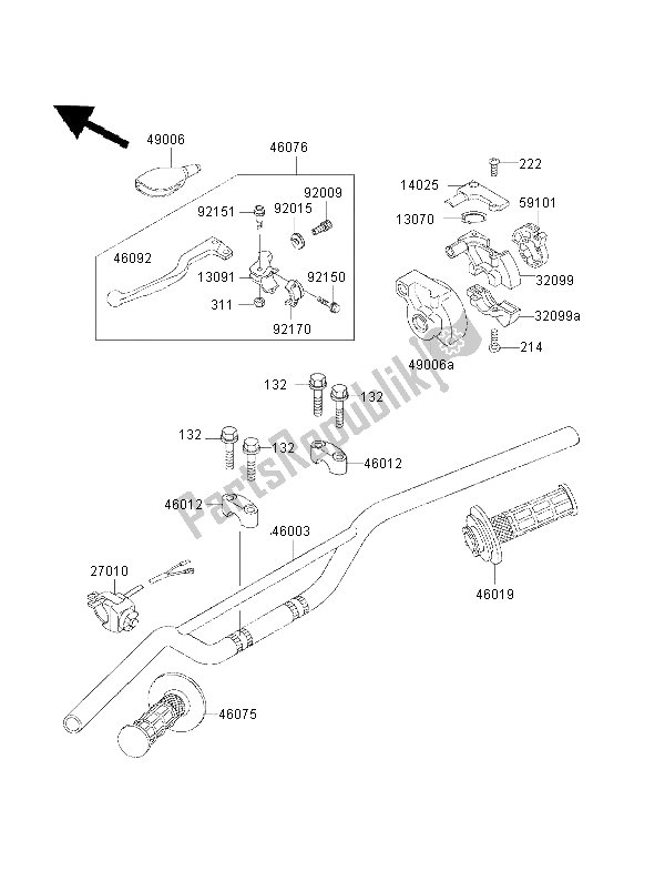 All parts for the Handlebar of the Kawasaki KX 85 LW 2001