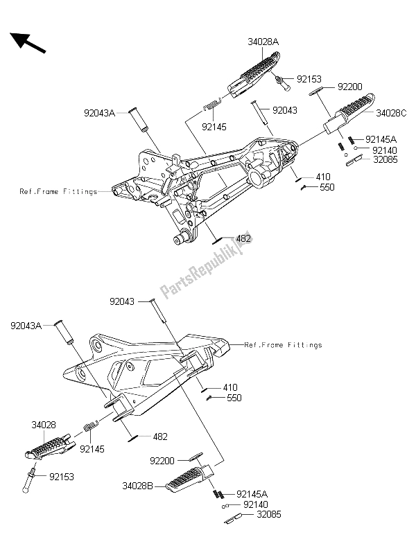 Todas las partes para Reposapiés de Kawasaki Z 800 2015