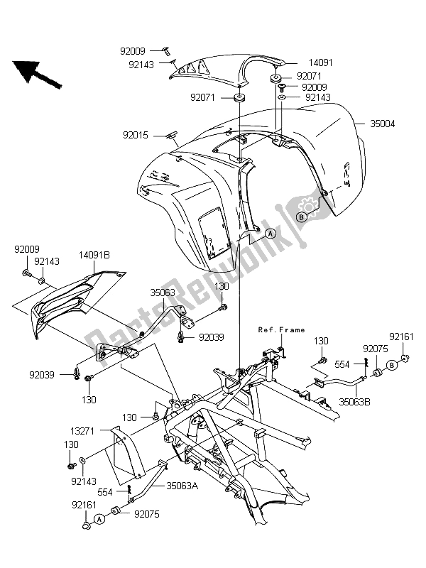 Tutte le parti per il Parafango Anteriore del Kawasaki KFX 700 2011