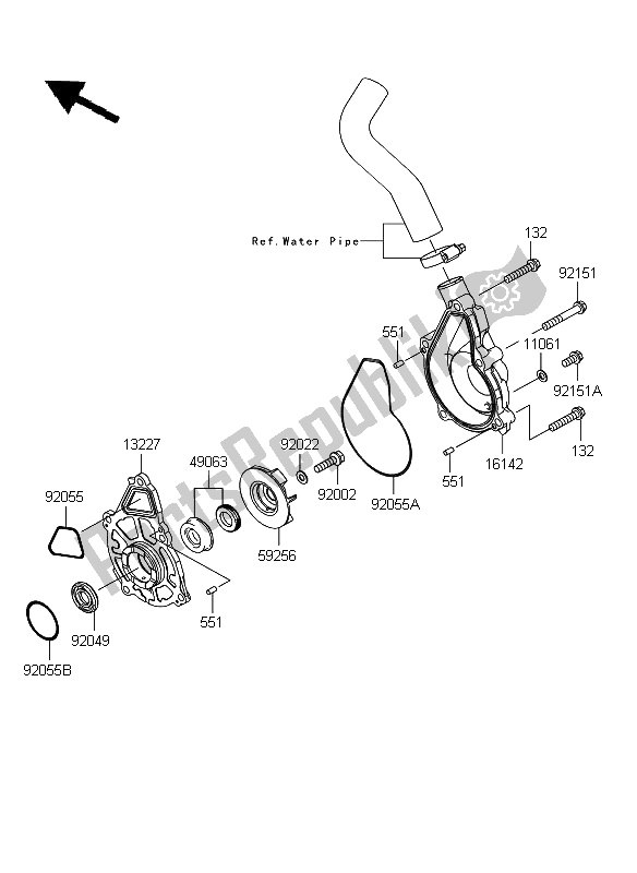 All parts for the Water Pump of the Kawasaki ER 6F ABS 650 2009