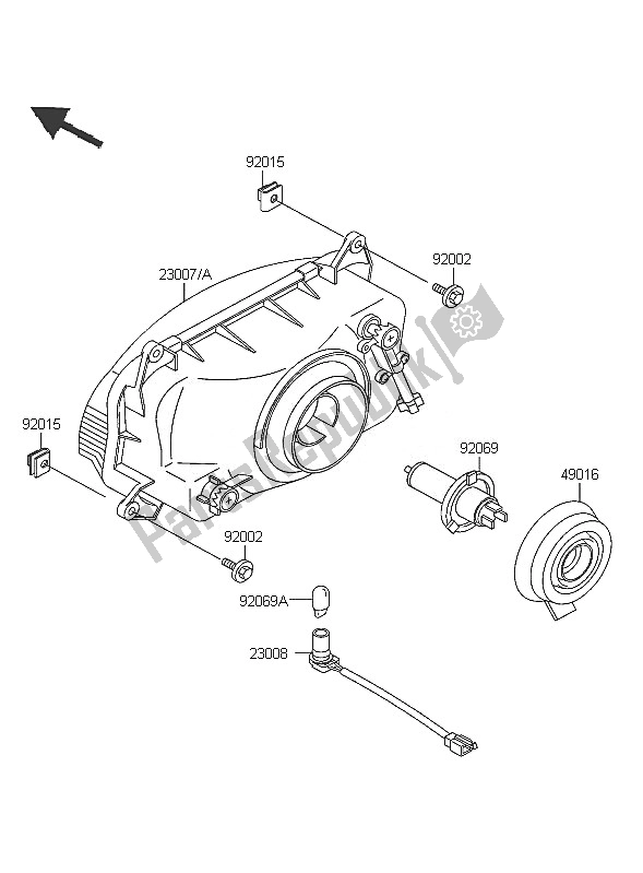 Alle onderdelen voor de Koplamp van de Kawasaki ZZR 600 2005