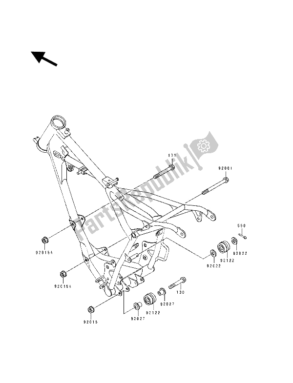 All parts for the Frame Fitting of the Kawasaki KX 60 1990