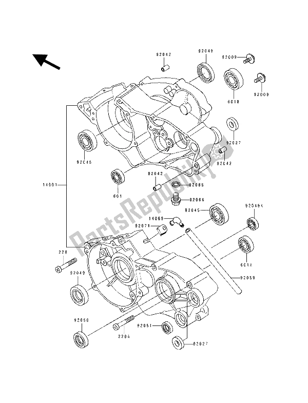 Tutte le parti per il Carter del Kawasaki KX 60 1991