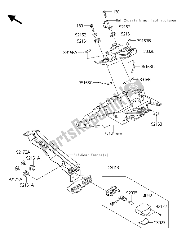 All parts for the Taillight(s) of the Kawasaki Z 1000 ABS 2015