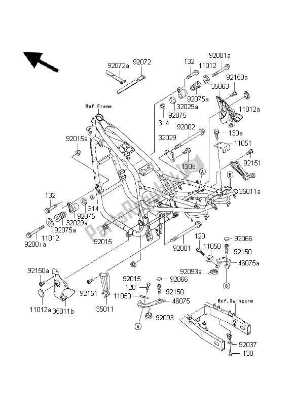 All parts for the Frame Fittings of the Kawasaki ZR 7 750 2001