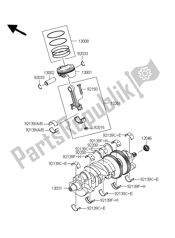 All parts for the Crankshaft & Piston of the Kawasaki ZZR 1400 ABS 2008