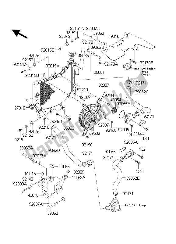 Tutte le parti per il Termosifone del Kawasaki Ninja ZX 6 RR 600 2004