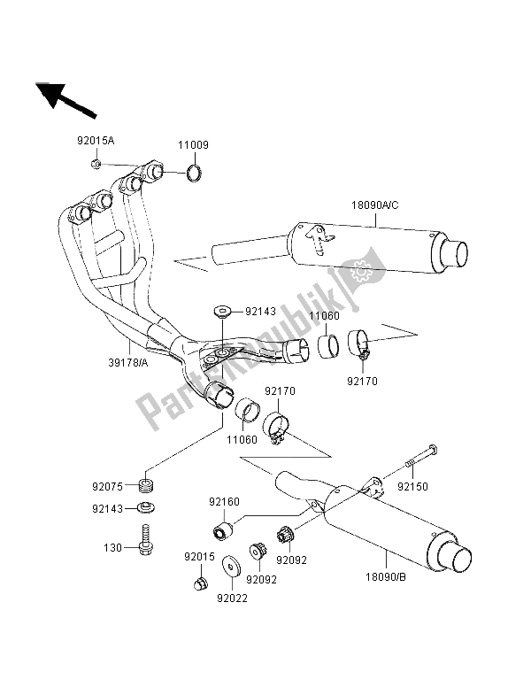 Tutte le parti per il Silenziatore del Kawasaki ZZ R 600 1997