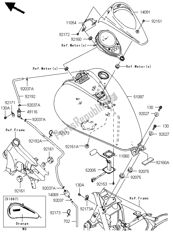 All parts for the Fuel Tank of the Kawasaki VN 900 Custom 2012