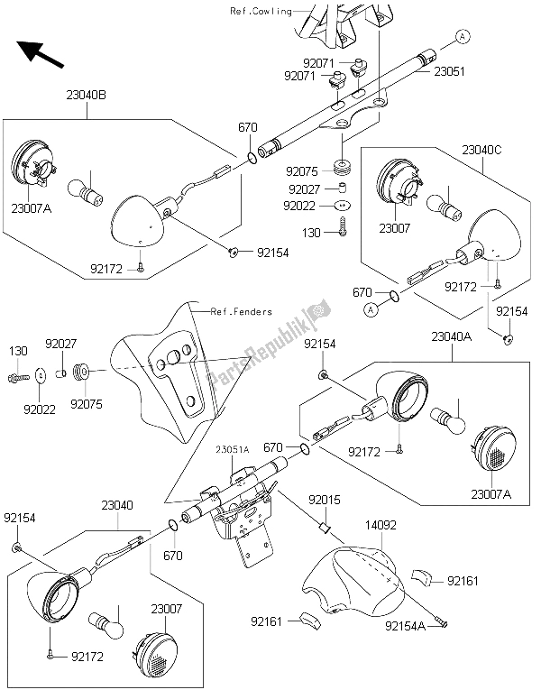Todas las partes para Señales De Giro de Kawasaki Vulcan 1700 Voyager ABS 2015