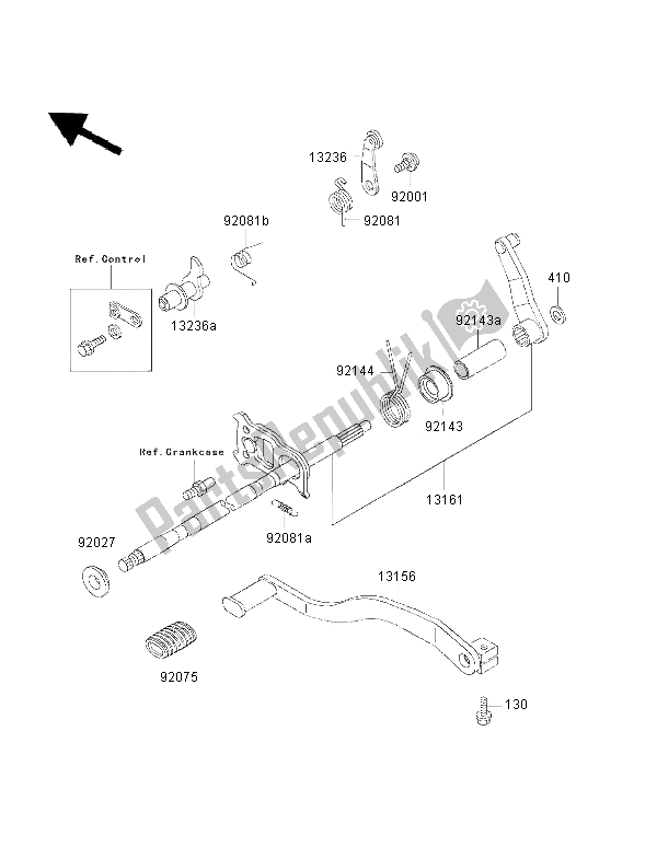 Wszystkie części do Mechanizm Zmiany Biegów Kawasaki KLF 300 4X4 2000