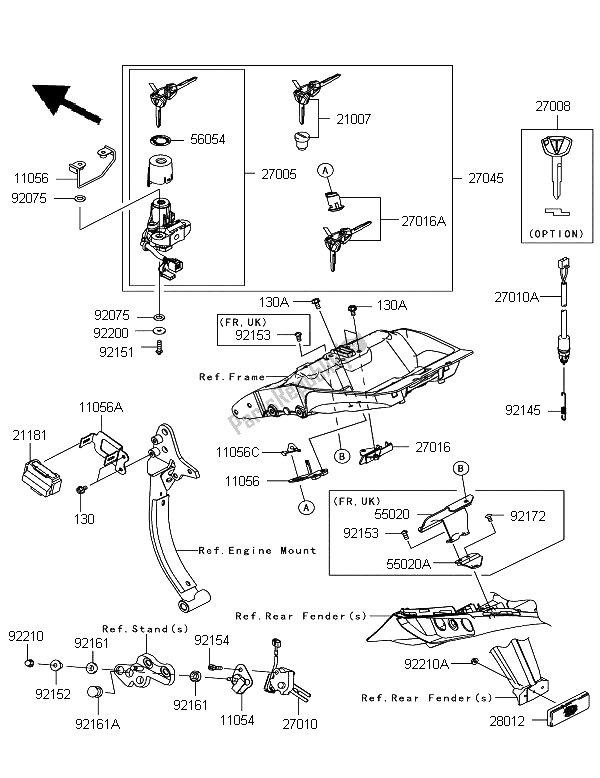 All parts for the Ignition Switch of the Kawasaki Z 1000 SX 2011