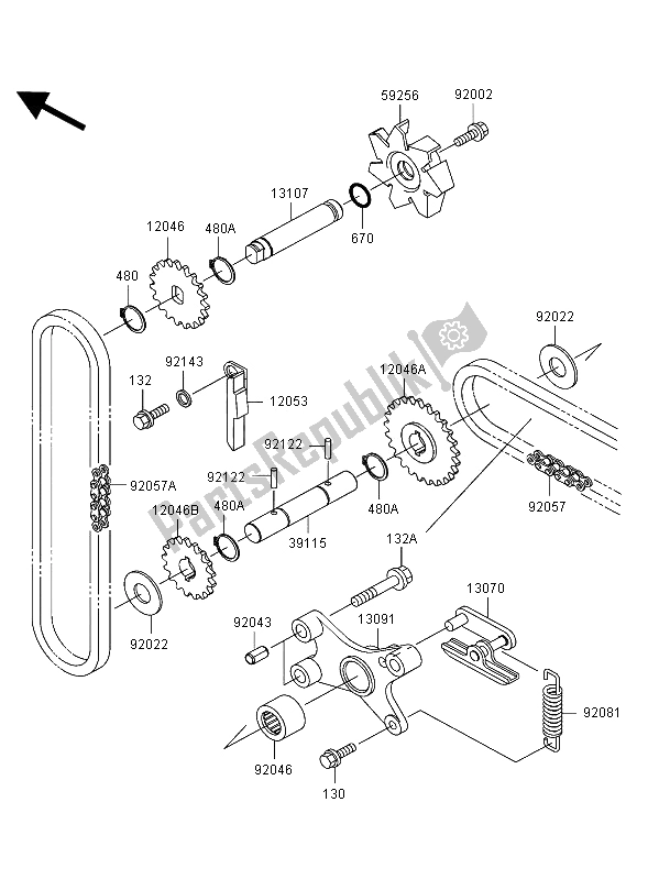 All parts for the Water Pump of the Kawasaki VN 1500 Mean Streak 2002