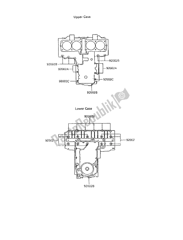 Tutte le parti per il Modello Del Bullone Del Basamento del Kawasaki GPX 600R 1993