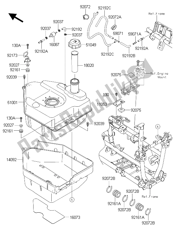 All parts for the Fuel Tank of the Kawasaki Brute Force 750 4X4I EPS HFF 2015