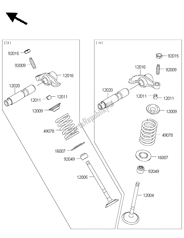 Alle onderdelen voor de Klep (pen) van de Kawasaki KLX 125 2015