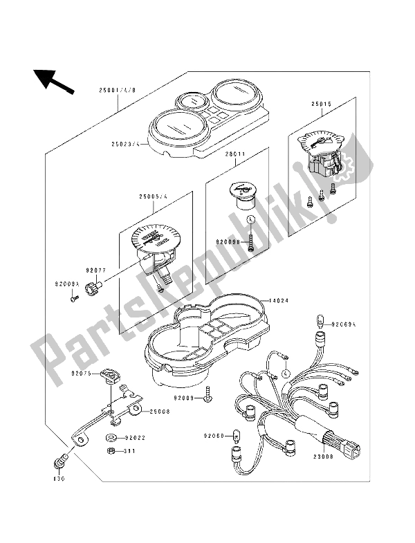 Toutes les pièces pour le Mètre du Kawasaki Tengai 650 1990