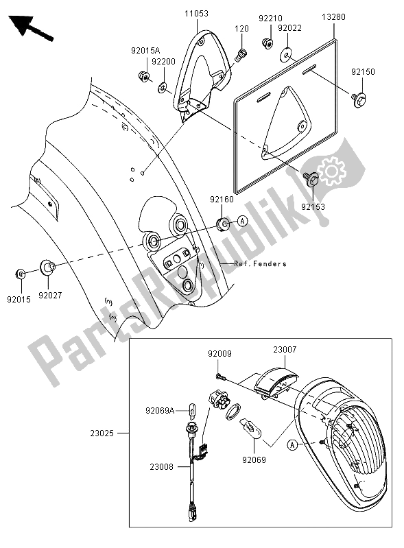 Toutes les pièces pour le Feu Arrière du Kawasaki VN 2000 2006