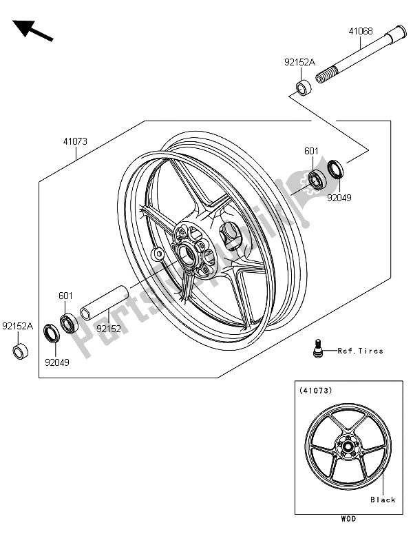 Toutes les pièces pour le Moyeu Avant du Kawasaki Z 800 ABS BEF 2014