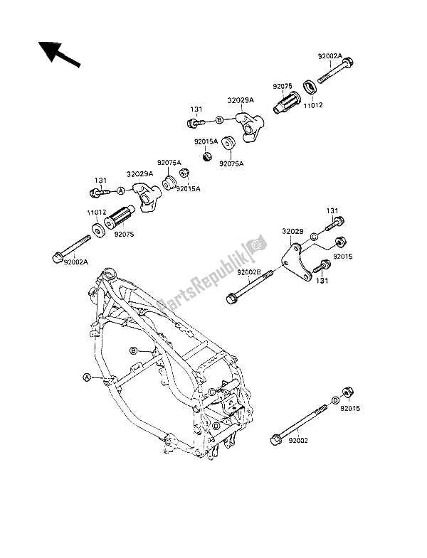 Tutte le parti per il Montaggi Della Struttura del Kawasaki GPX 600R 1989