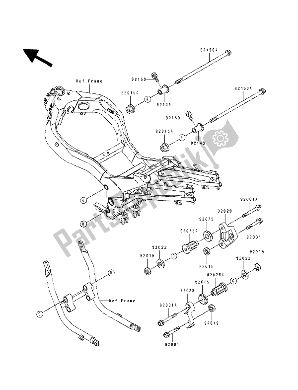 All parts for the Frame Fittings of the Kawasaki ZZ R 1100 1994