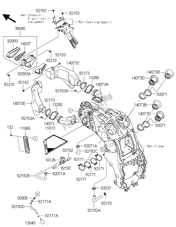 All parts for the Air Cleaner of the Kawasaki ZZR 1400 ABS 2015