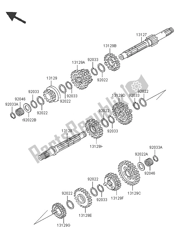 All parts for the Transmission of the Kawasaki KLF 300 2005