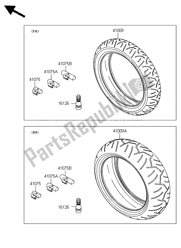 All parts for the Tires of the Kawasaki Ninja ZX 6R 600 2007