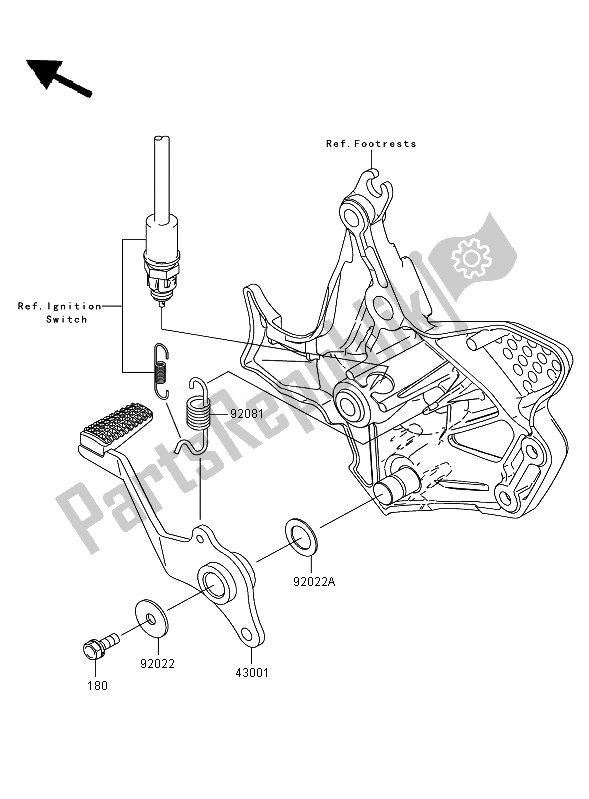 All parts for the Brake Pedal of the Kawasaki Versys 650 2007