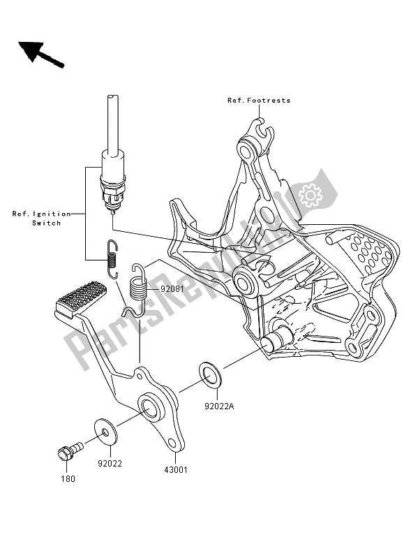 All parts for the Brake Pedal of the Kawasaki Versys 650 2007