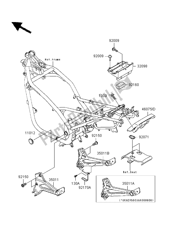 All parts for the Electro Bracket of the Kawasaki ER 5 500 1997