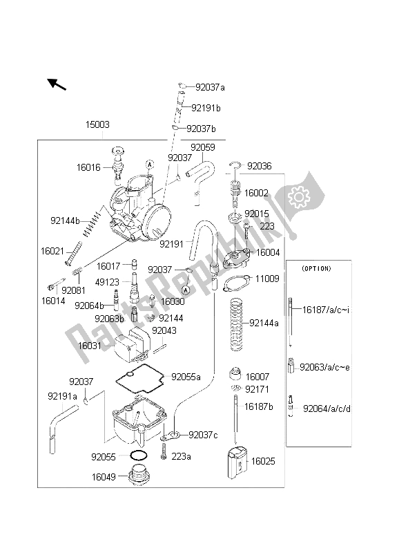 Toutes les pièces pour le Carburateur du Kawasaki KX 85 SW 2002