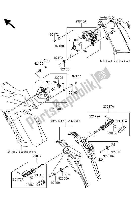 All parts for the Turn Signals of the Kawasaki Z 1000 SX 2013