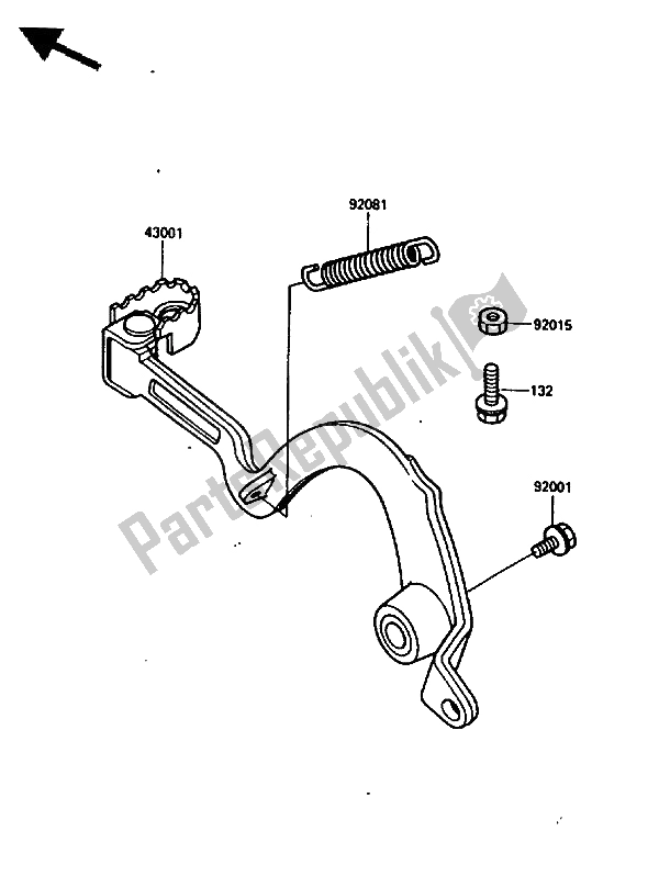 Tutte le parti per il Pedale Del Freno del Kawasaki KX 250 1987 Tutte le parti per il Pedale Del Freno del Kawasaki KX 250 1987