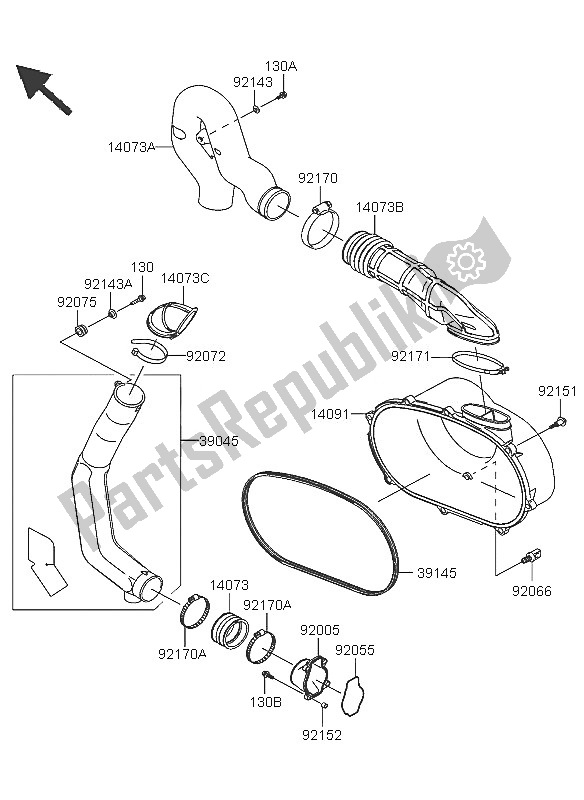 Tutte le parti per il Coperchio Del Convertitore E Cinghia Di Trasmissione del Kawasaki KFX 700 2005