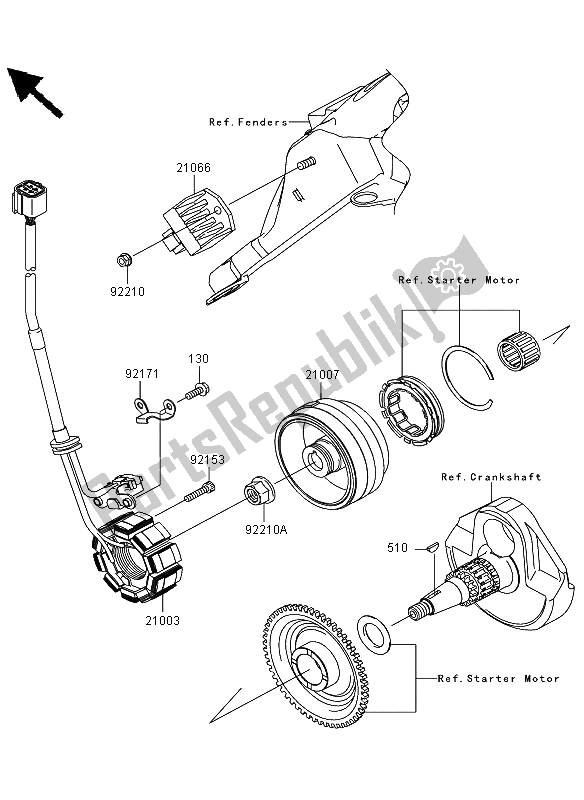 All parts for the Generator of the Kawasaki KLX 450R 2011