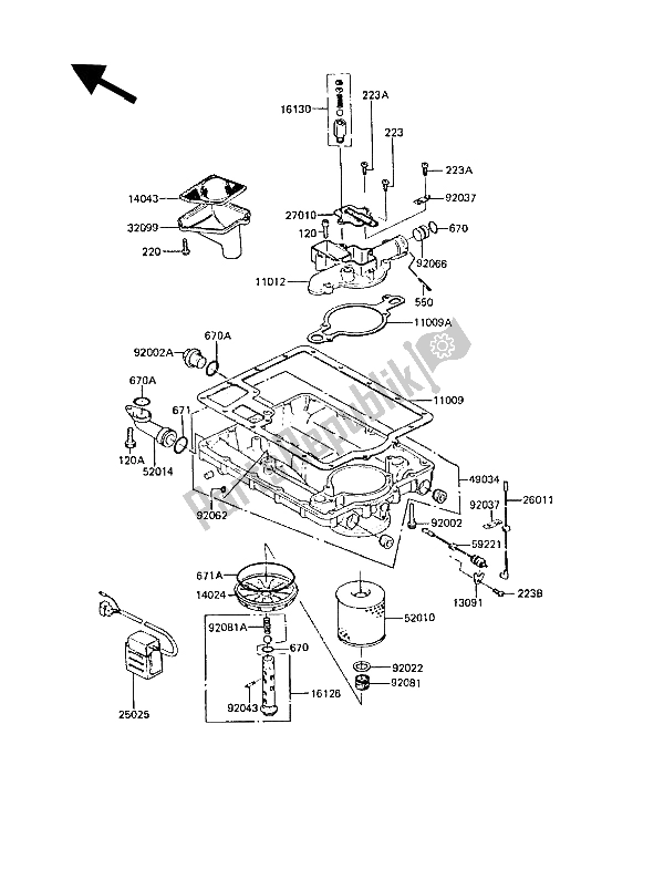 All parts for the Oil Pan & Oil Filter of the Kawasaki Z 1300 1989