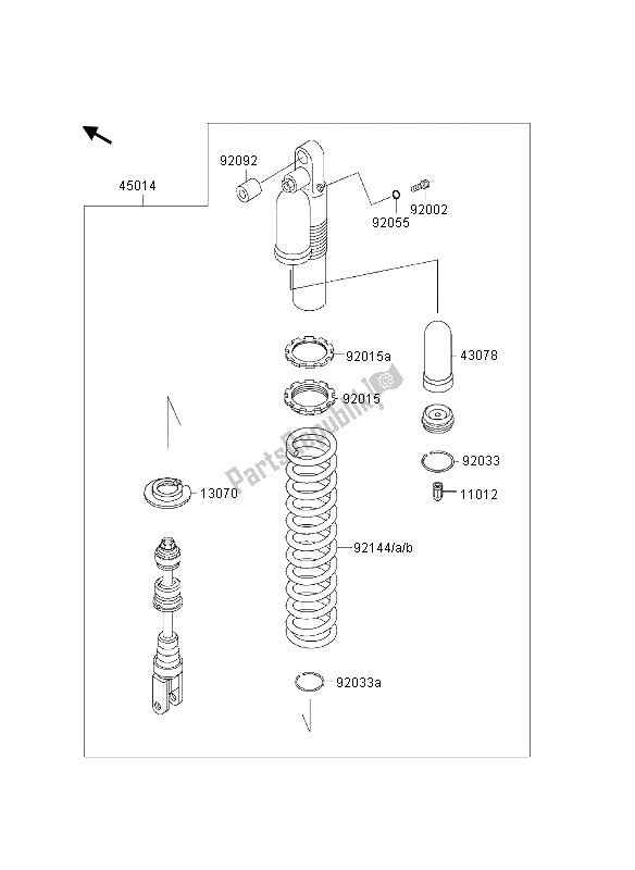 All parts for the Shock Absorber of the Kawasaki KLX 300R 1997