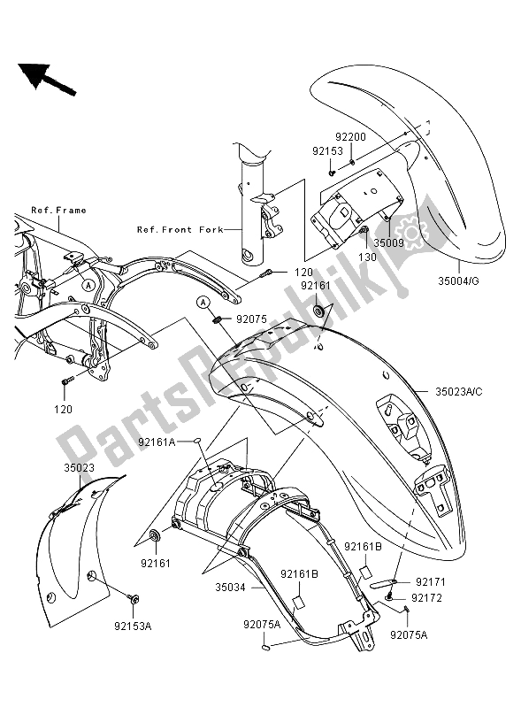 All parts for the Fenders of the Kawasaki VN 900 Classic 2006