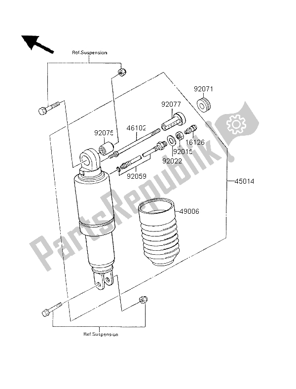 Todas las partes para Amortiguador de Kawasaki GPX 600R 1996