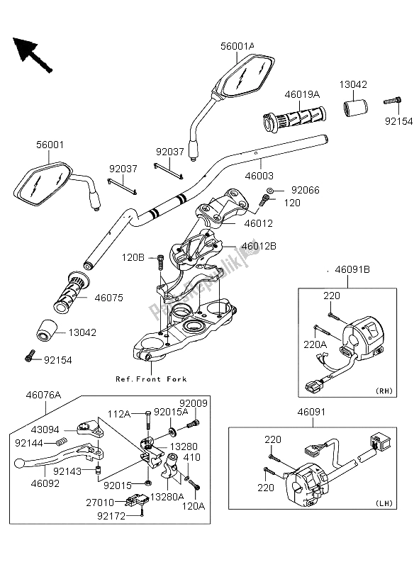 Tutte le parti per il Manubrio del Kawasaki Versys 650 2013