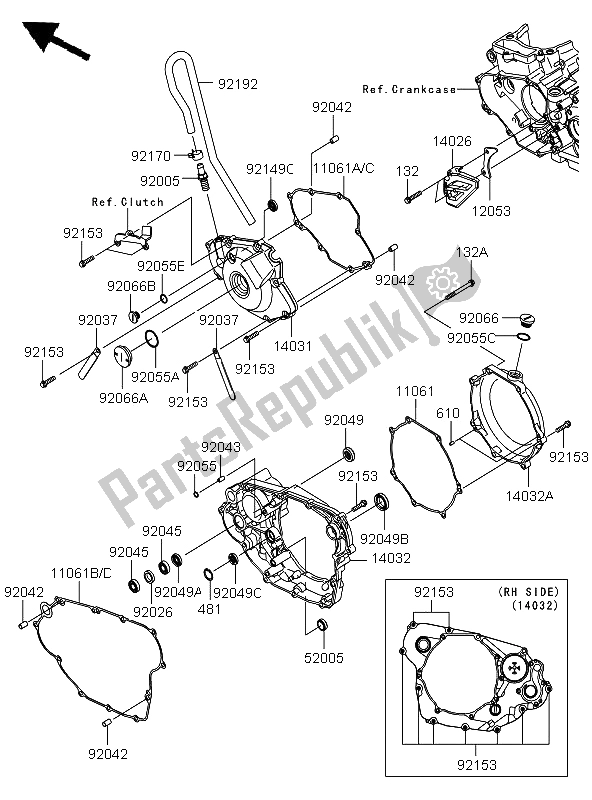 All parts for the Engine Cover of the Kawasaki KX 450F 2011