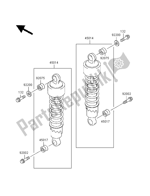 Alle onderdelen voor de Ophanging En Schokdemper van de Kawasaki EN 500 1997