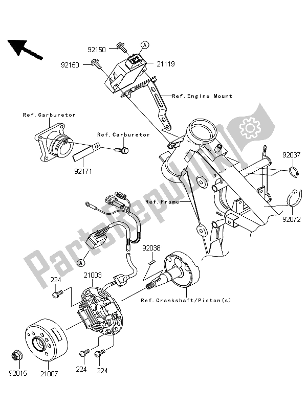 All parts for the Generator of the Kawasaki KX 65 2011