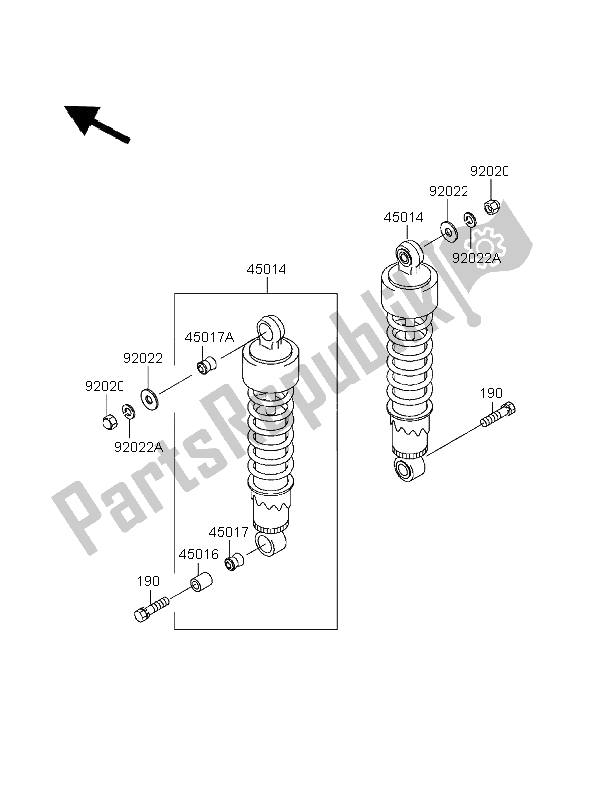 All parts for the Suspension & Shock Absorber of the Kawasaki EL 252 1996