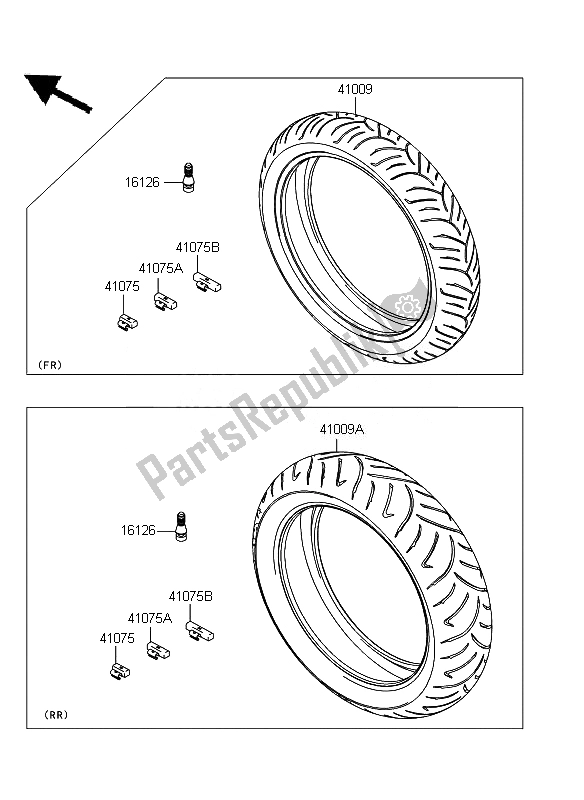 Toutes les pièces pour le Pneus du Kawasaki ER 6N 650 2011