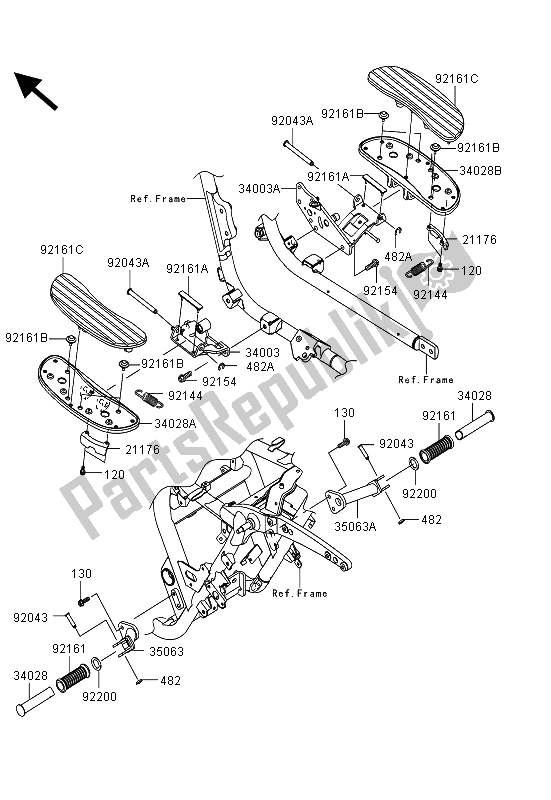 Todas as partes de Apoios Para Os Pés do Kawasaki VN 1700 Voyager Custom ABS 2013